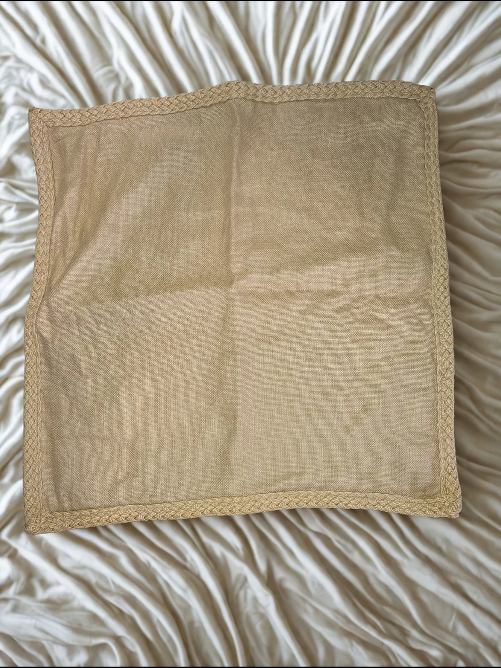 Pottery Barn Tan Braided-Edge Woven Accent Pillow Cover